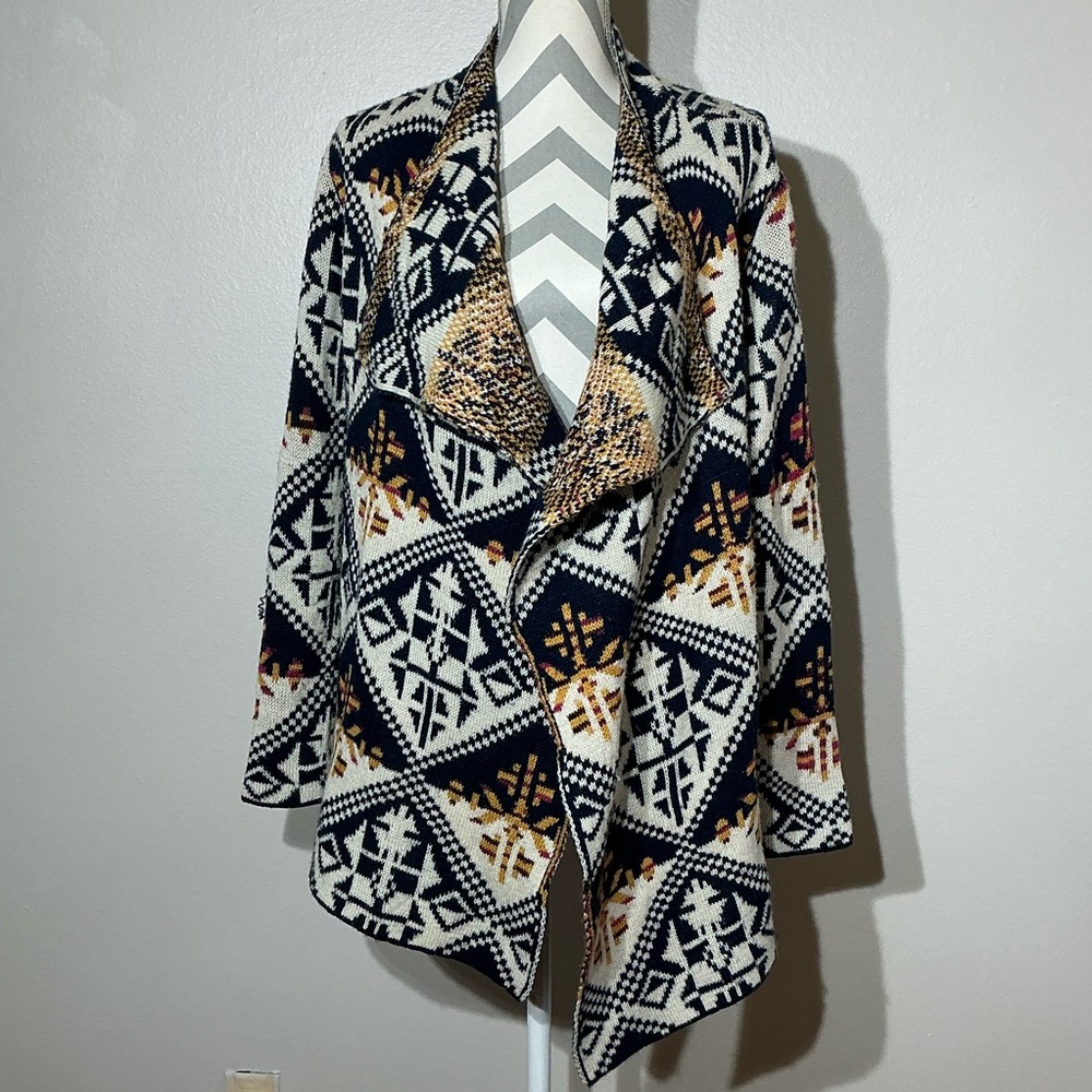 Ashley Blue Large Tribal Pattern Cardigan
